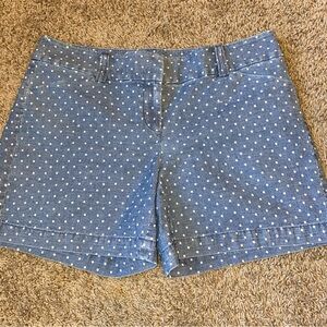 White House Black Market Shorts Women's Size 2 White Polka Dots Blue NWT Casual